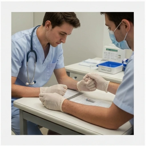 Veterinary professional checking a dog