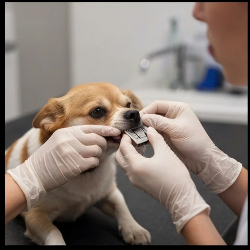 Dog receiving a health checkup
