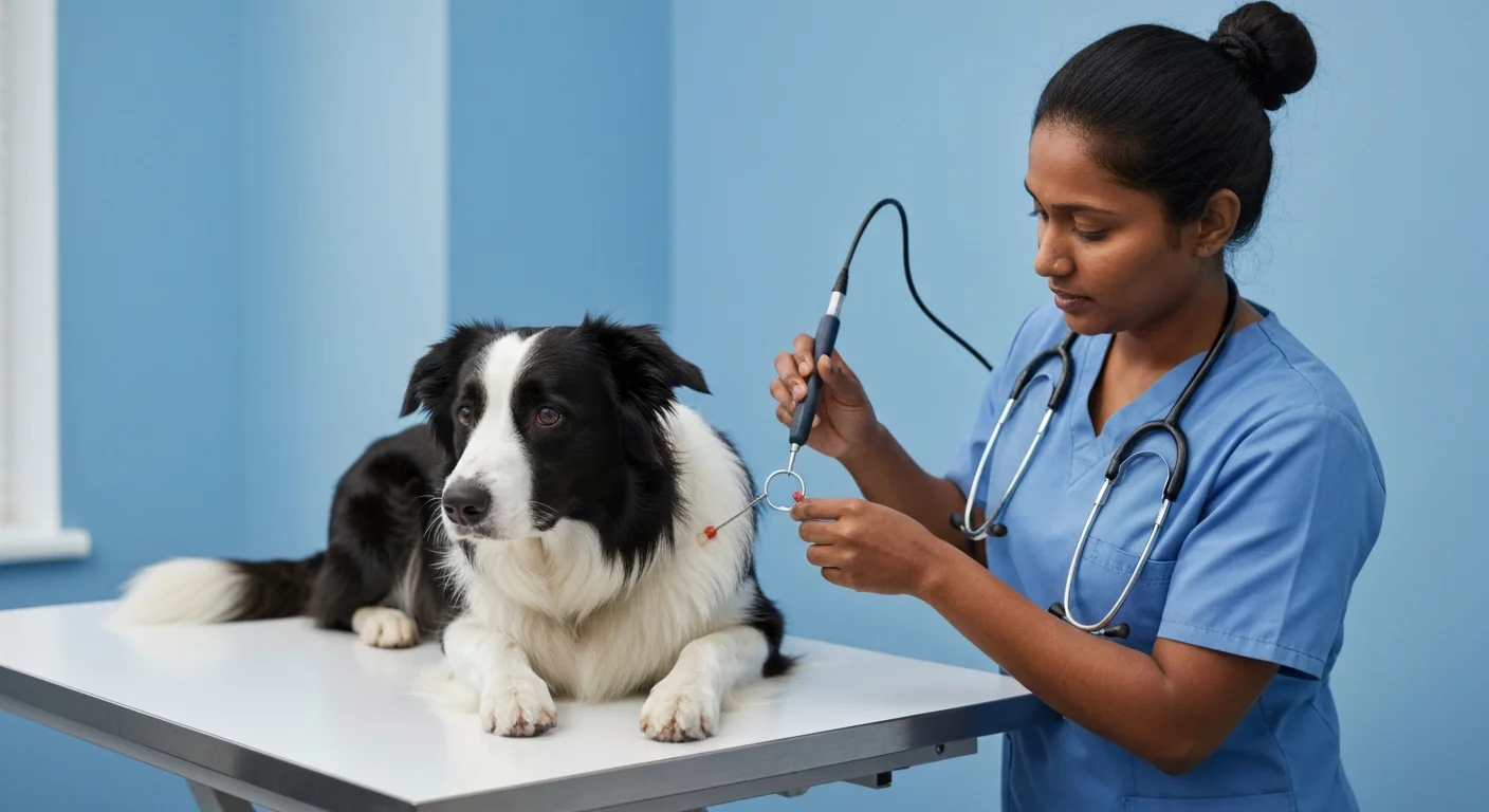 Veterinary neurologist examining a Border Collie