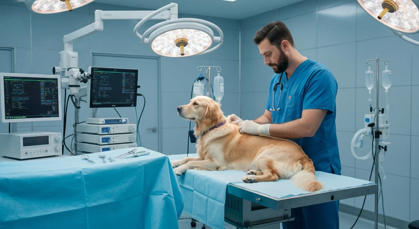 Small dog monitored under anaesthesia